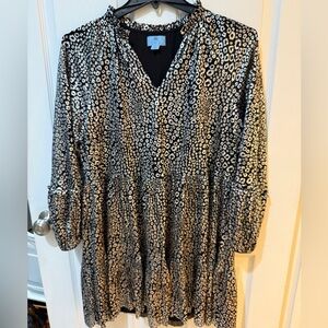 CeCe Silver Black  Cheetah Print Dress Size PXL